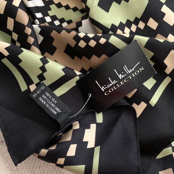 NWT Nicole Miller Geometric Silk Scarf - Picture 8 of 8